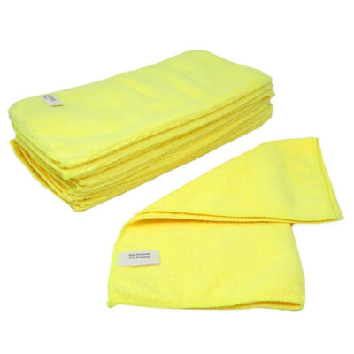 Mikropluošto šluostė 40x40 cm, skirta pirminiam valymui arba poliravimui, geltonos spalvos